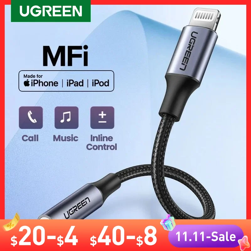 Adattatore UGREEN per iPhone MFi DAC Lightning a 3.5mm adattatore...