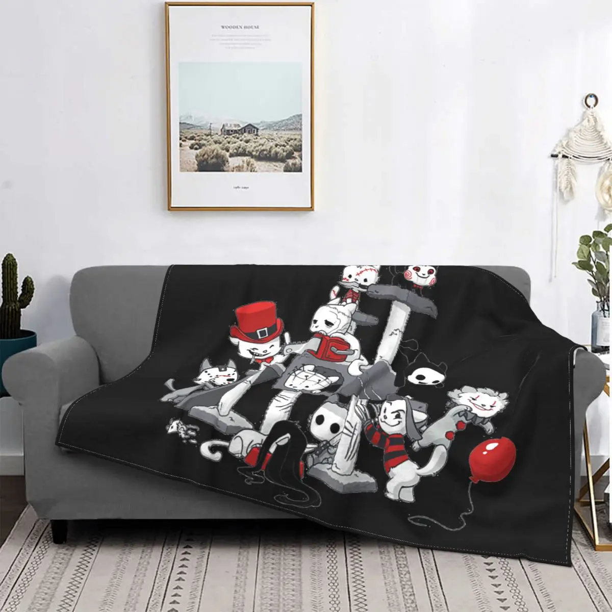 

Horror Cats Blankets Halloween Micheal Myers Spooky Creepy Friends Fuzzy Funny Throw Blanket for Home Restaurant Spring Autumn