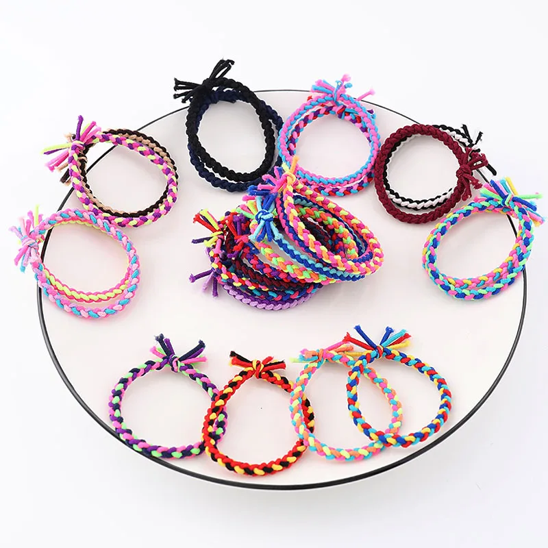 

150pcs High Stretch Braided Hair Rope Bow Seamless Twist Hair Tie Rubber Band Ponytail Holder DIY Lady Girl Fashion Accessory