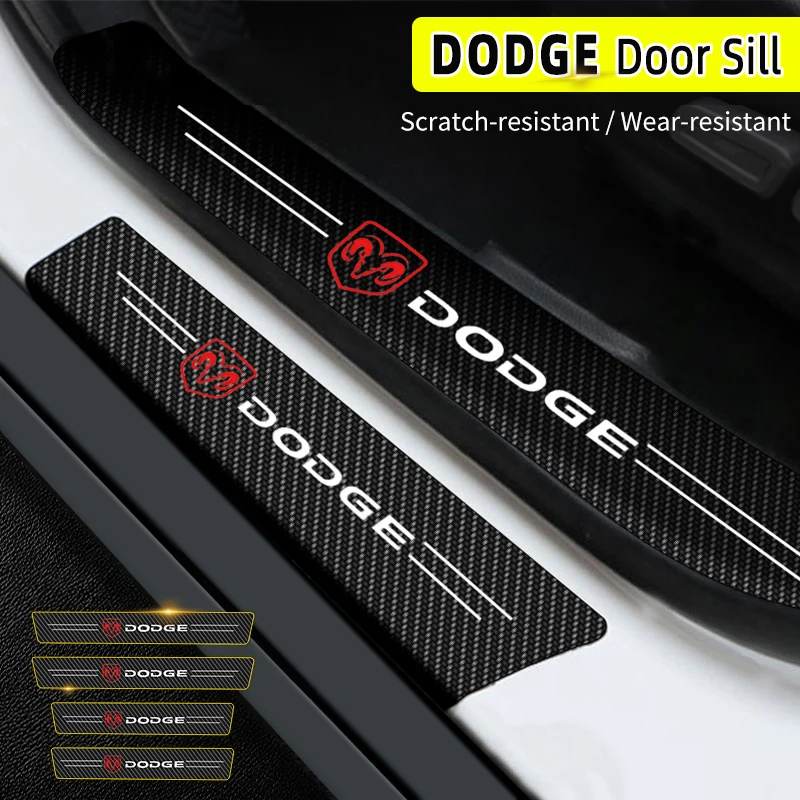 

Car Stickers Carbon Fiber Sill Protector Door Threshold Scuff Plate For Dodge Ram Caliber Coolway Auto Door Entry Pedal Guards