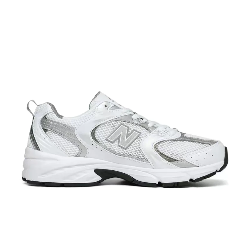 Фото Кроссовки New Balance NB530 унисекс, низкие, для бега – серебристо-белые, с сеткой и синтетической кожей, парный стиль MR530AD №2