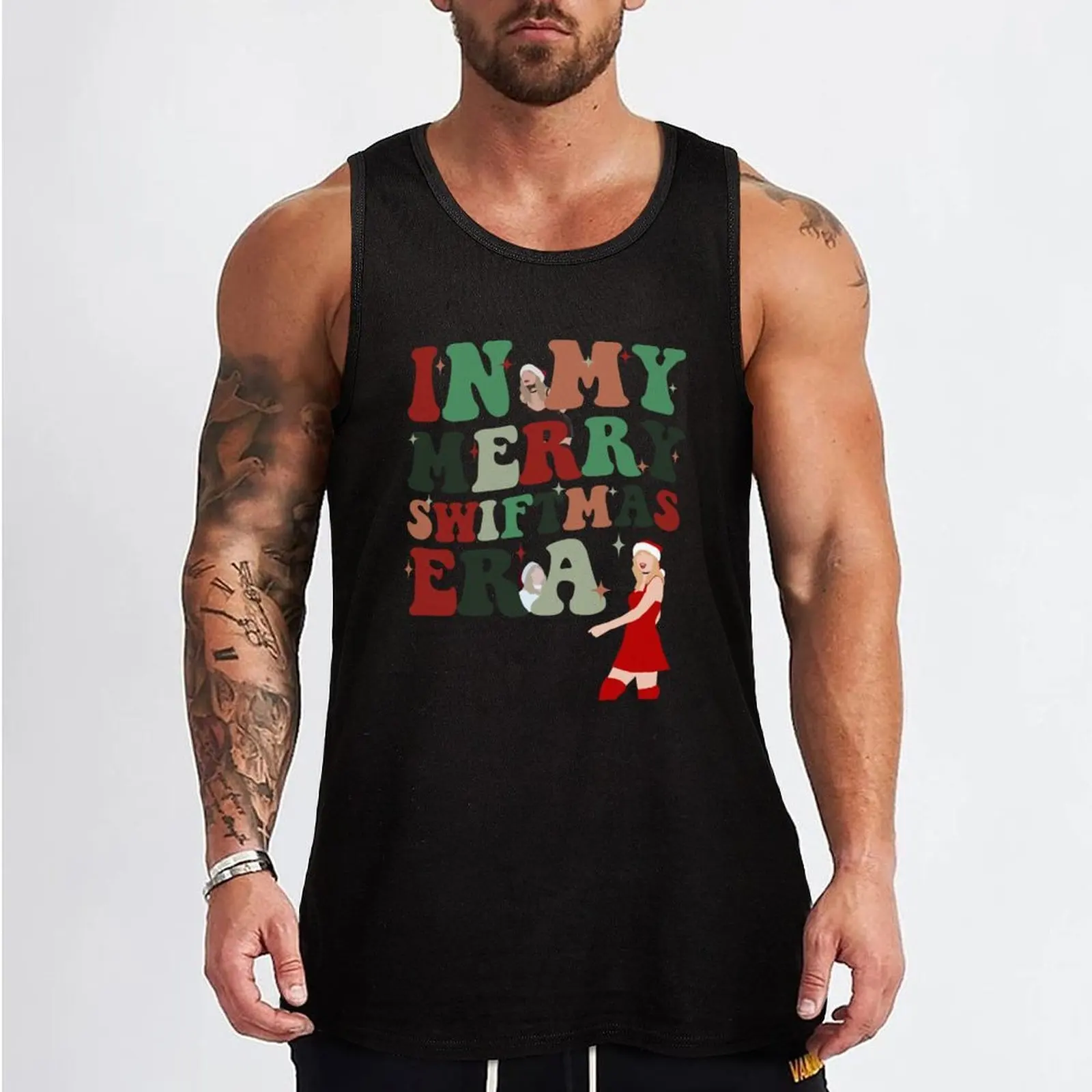 Фото Футболка In My Merry Swiftmas Era, майка Swiftmas, майка для тренировок, влагоотводящая спортивная майка №2