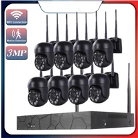 8 way wireless nvr set monitor ip cctv camera 3mp ptz cameras wifi dome monitoring pir motion detection