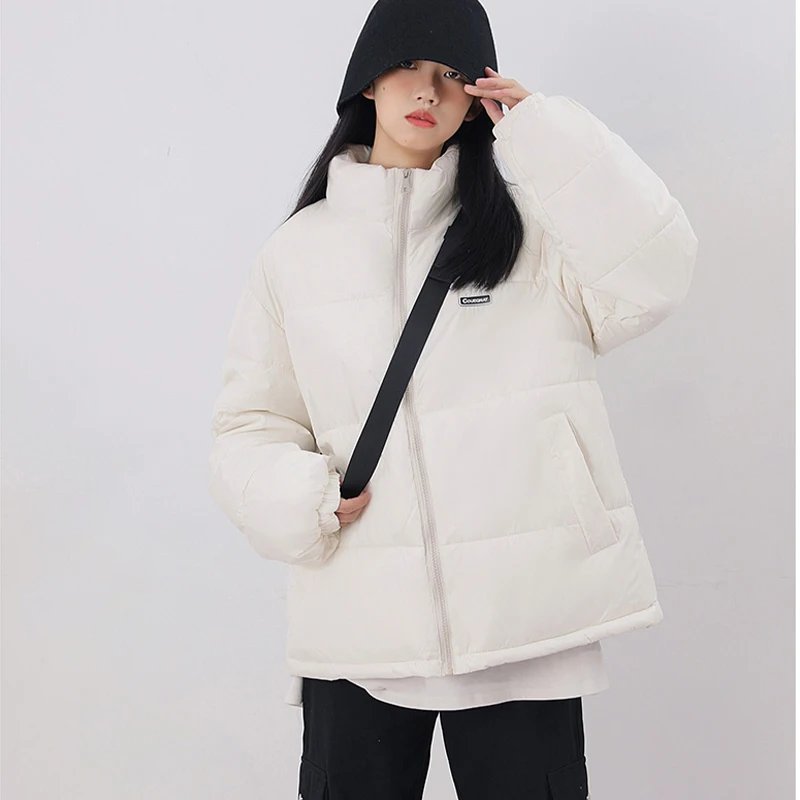 Winter 2022 Solid Parka Loose All-match Long-sleeved Women's Warm Down Jacket Fashion Casual Ladies Thick Outerwear New