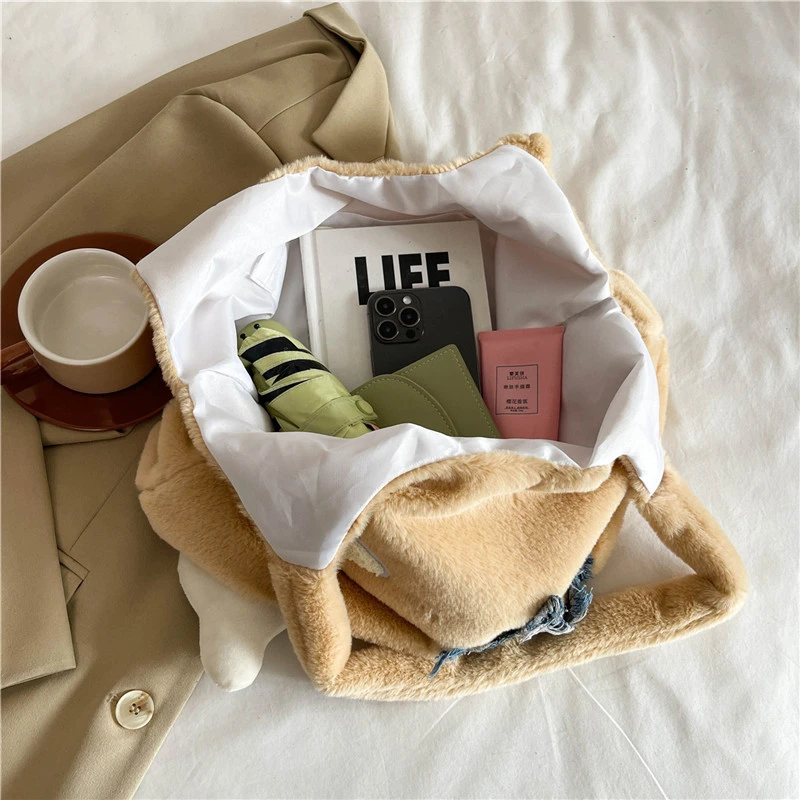 Новая женская объемная плюшевая Сумка-тоут на одно плечо классические модные