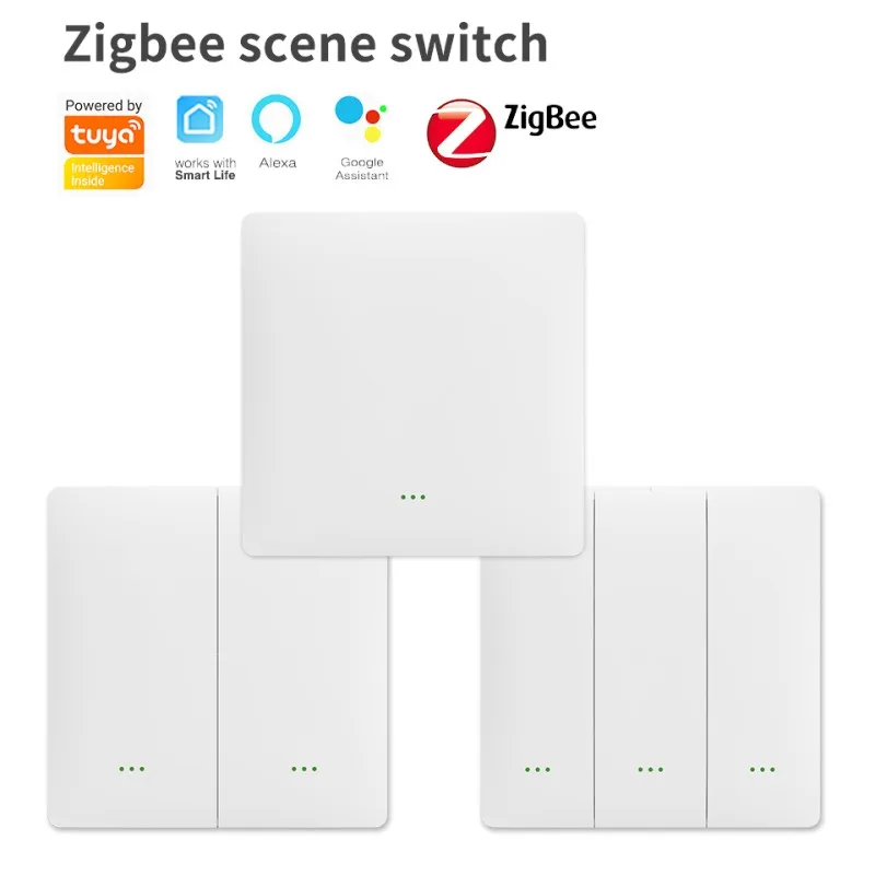

Support Alexa Google Home Scene Button Remote 1/2/3 Gang Free Wiring Tuya Zigbee Smart Switch App Remote Control Tuya Zigbee