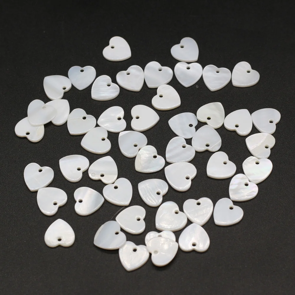 

10Pc Lot Natural Freshwater Shell Beads Heart-shaped White Shells Mother of Pearl Loose Beads for Jewelry Making DIY Accessories