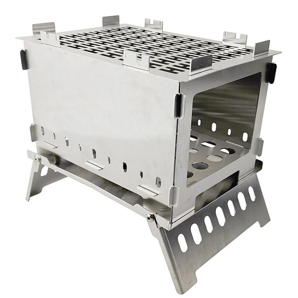 

Windproof Folding Stove Outdoor Grills Folding Campfire Grill Foot Campfire Grill Stand Stainless Steel Barbecue Rack Camping