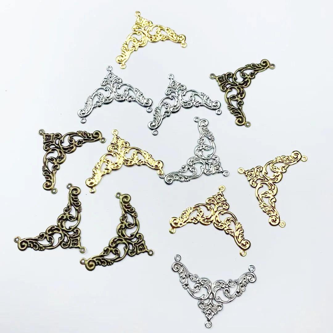 

100pcs Metal Hollow Triangle Flower Film Beads For Sewing Cosplay Costume Ancient Bride Hair Headwear Bag Clothes Decoration