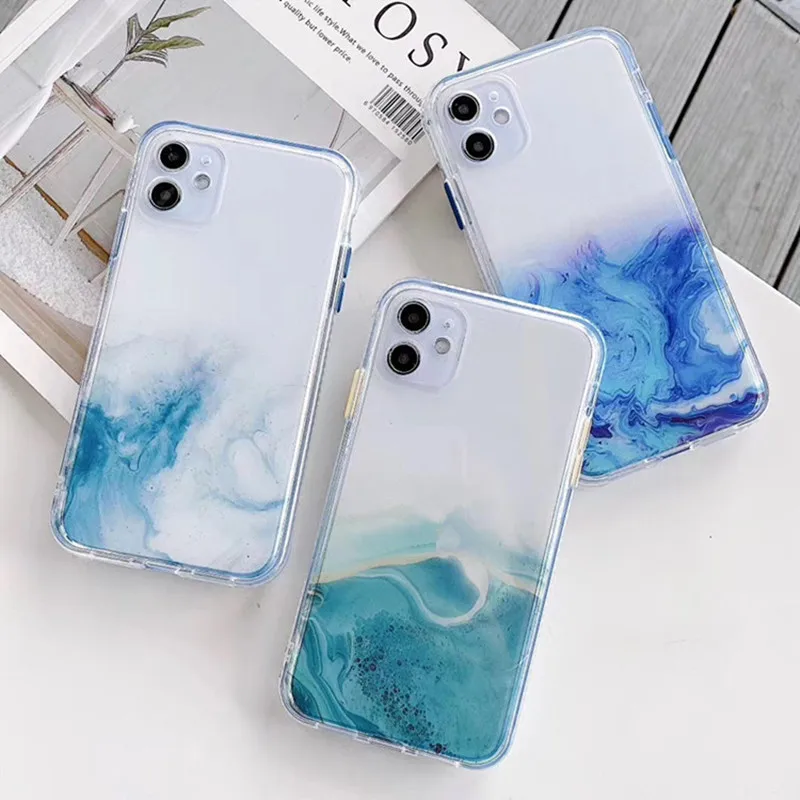 

Luxury Marble Transparent Phone Case For iphone 11 12 13 mini Pro Max XS X XR 7 8 plus SE 2020 Soft Shockproof Cases Cover