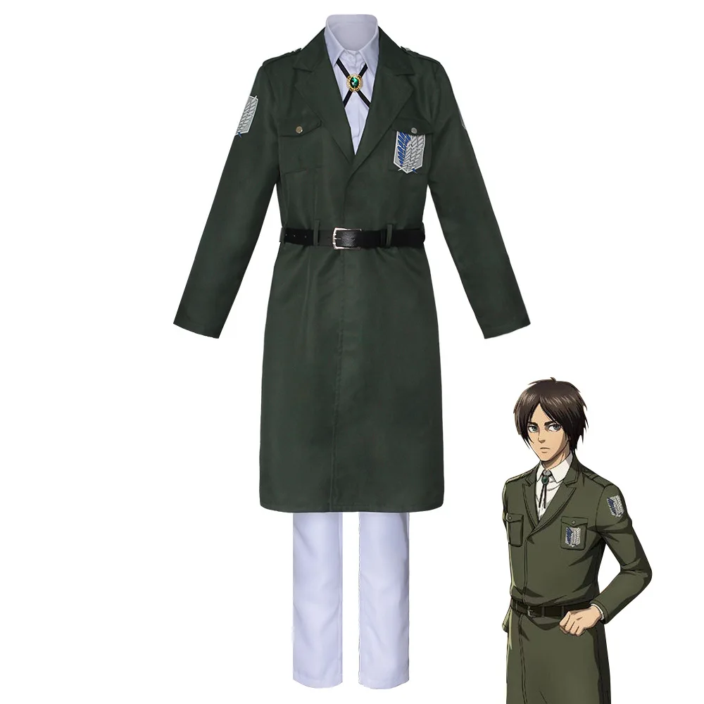 

Anime Attack on Titan Cosplay Levi Costume Shingek No Kyojin Scouting Legion Soldier Coat Trench Jacket Uniform Halloween Outfit