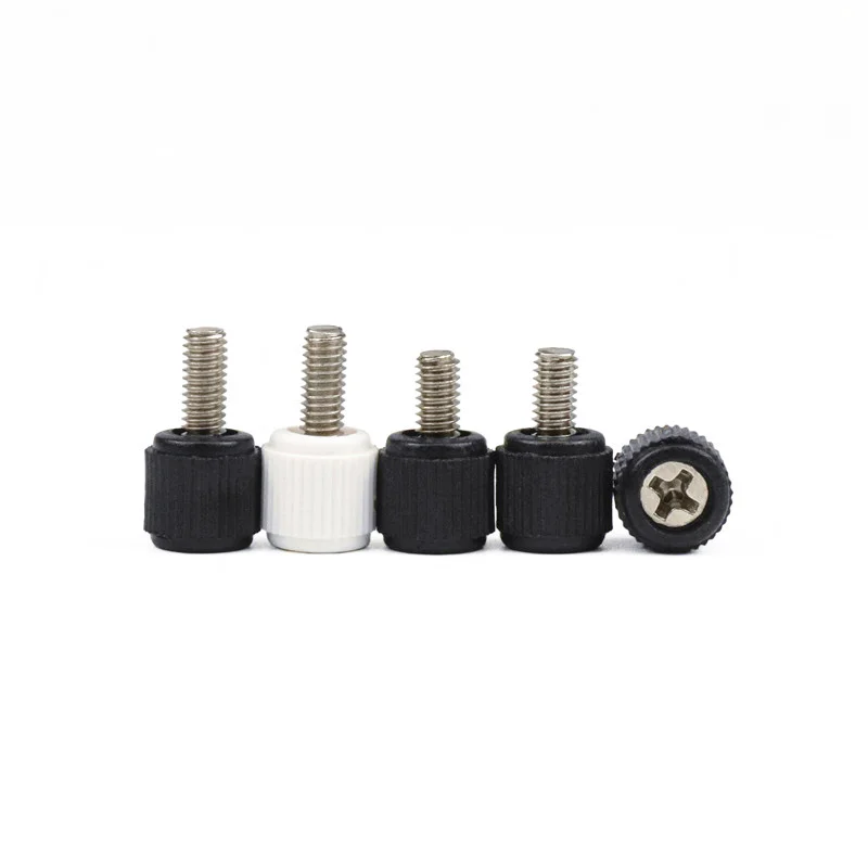 

10pcs Plastic Hand Screw White Black Plastic Head Cross Groove Bolt Computer Case Screw M3 M4 6-32 Thumb Screw Case Cooling Fan