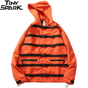 2021 в стиле хип-хоп Детская ветровка Для мужчин Харадзюку уличная одежда пряжка лентами куртка с капюшоном для мальчиков на молнии темно-синяя спортивная куртка пальто больших размеров; Сезон осень