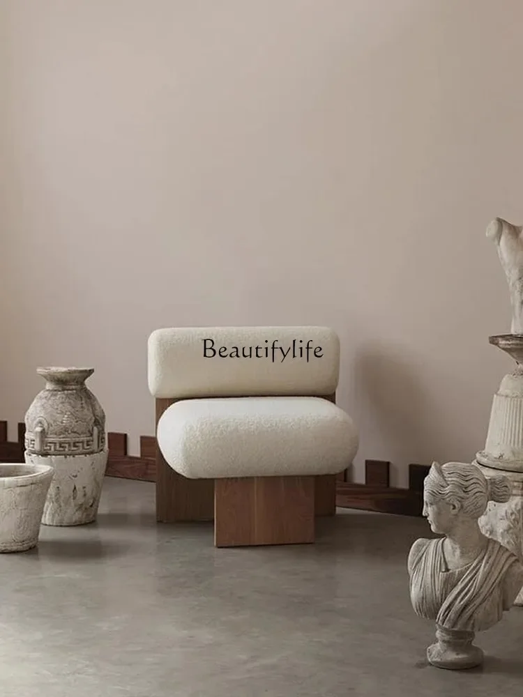 Стул Wabi Sansan из ягненка и флиса обеденный стул массива дерева в скандинавском