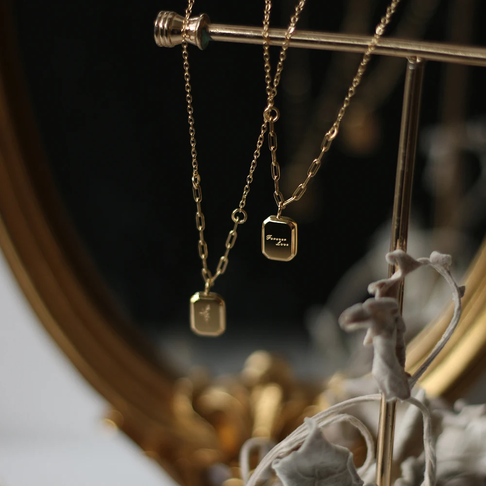 Женское двухстороннее ожерелье с кулоном из нержавеющей стали