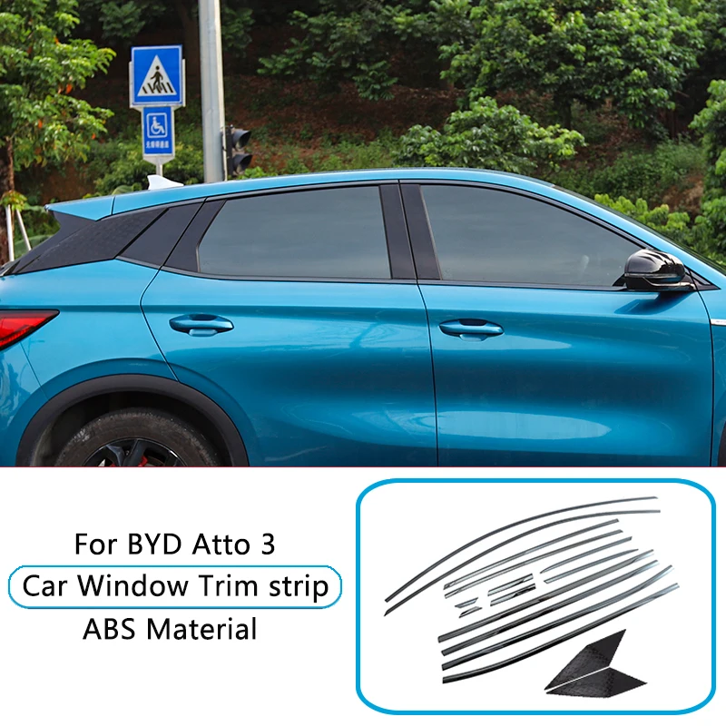 

Black Car Door Stainless Steel Window Sequins Decoration Cover Sticker Trim For BYD ATTO 3 Accessories