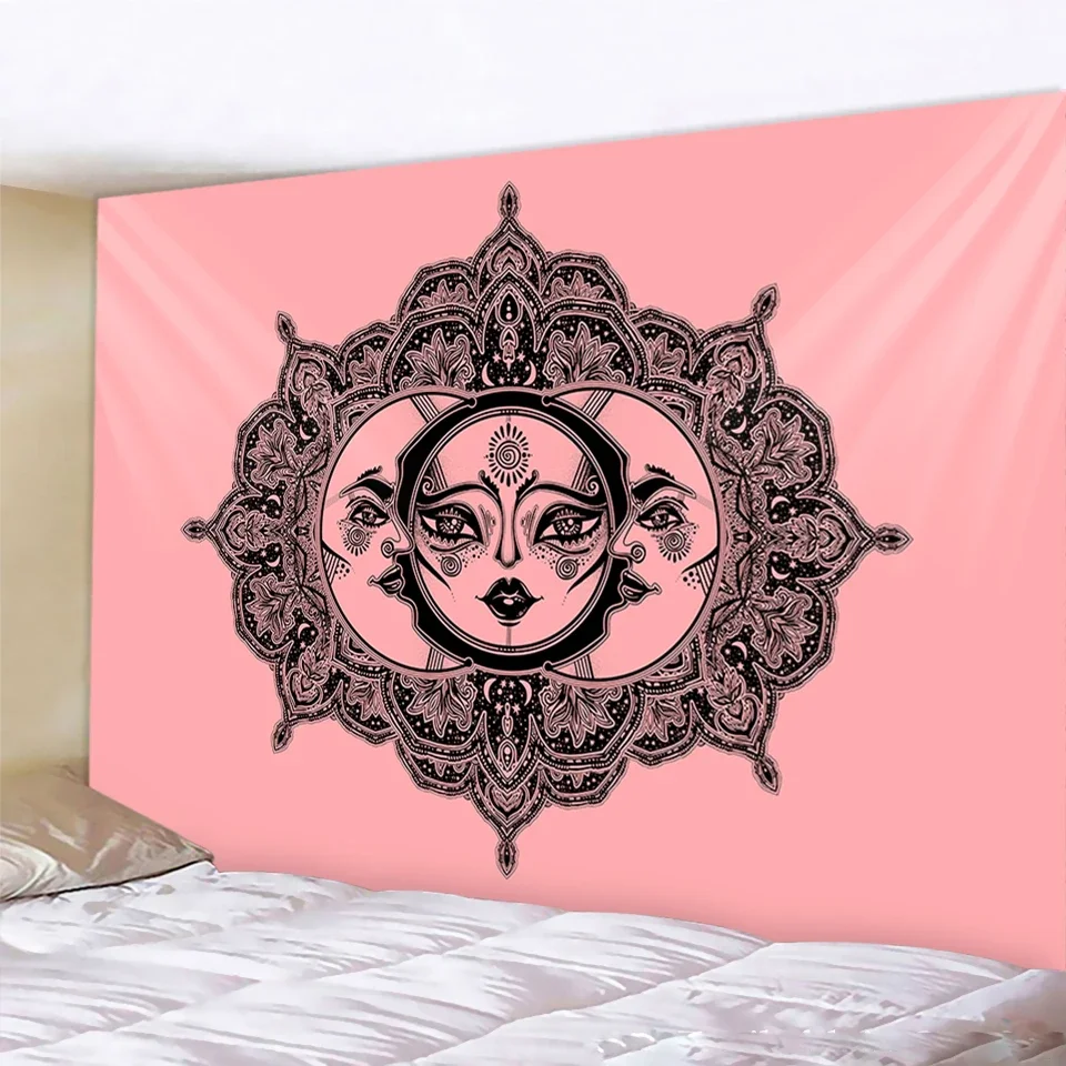 Черно-белый гобелен в виде дьявола мандала хиппи стандартное украшение для