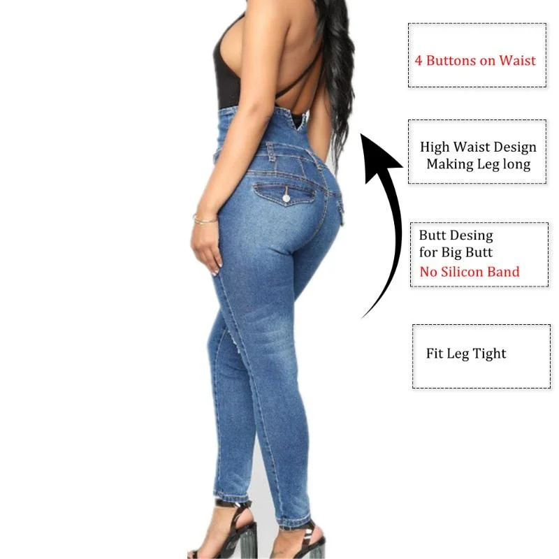 Women's Jeans Colombian Push Up Mujer Women High Waisted BuLifting For