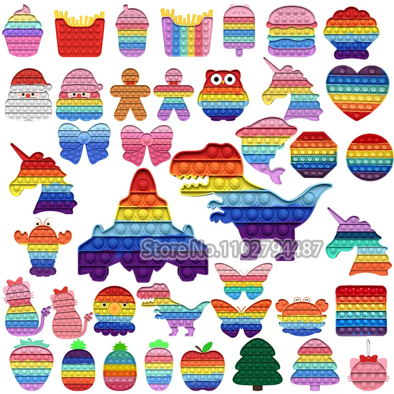 

Kids Antistress Fidget Toys Rainbow Push Bubbles Game Boys and Girls Antis Tress Stress Relief Hand Sensory Toy for Adults Gifts