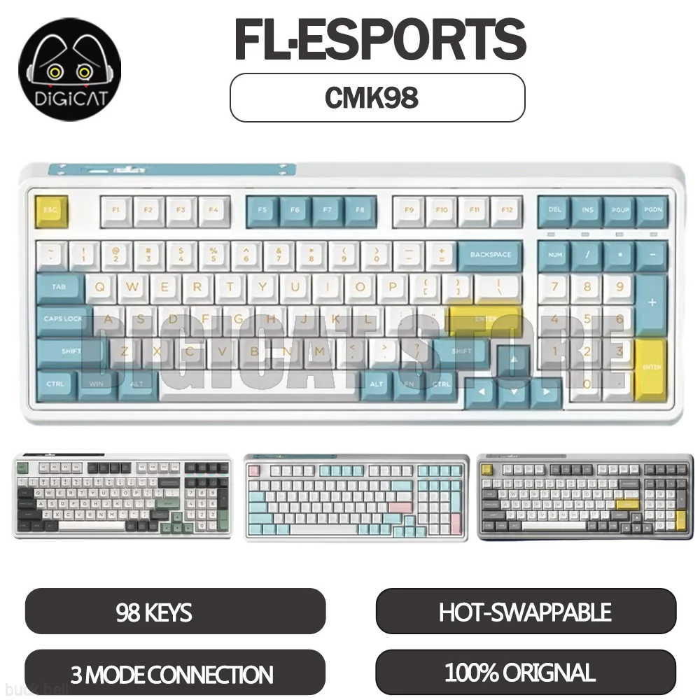 Механическая игровая клавиатура Fl · Esports CMK98 с горячей заменой 98 клавиш, 3-режимная USB/2,4G/Bluetooth беспроводная клавиатура, игровые аксессуары, подарок