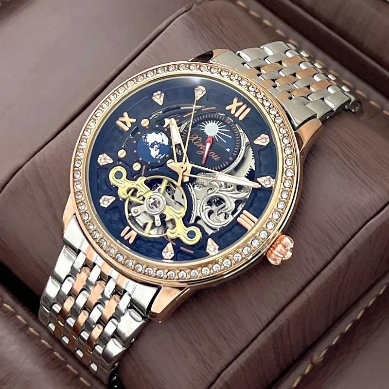 Enlarge Diamond-studded watch men's waterproof steel belt fashion automatic mechanical watch men