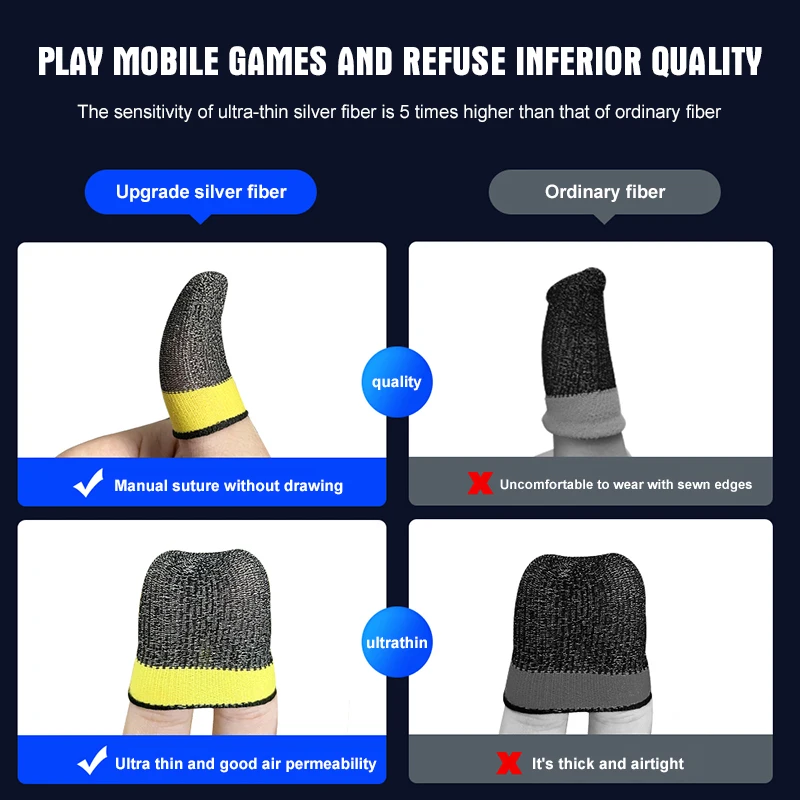 

2023 Gaming Finger Sleeve Breathable Fingertips For PUBG Mobile Games Touch Screen Finger Cots Cover Sensitive Mobile Touch