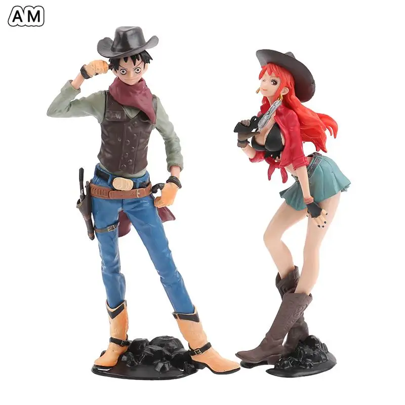 

20cm Anime One Piece Action Figure Cowboy Luffy Nami Cool Figurine PVC Collection Model Toy Kid Gift Computer Case Decoration