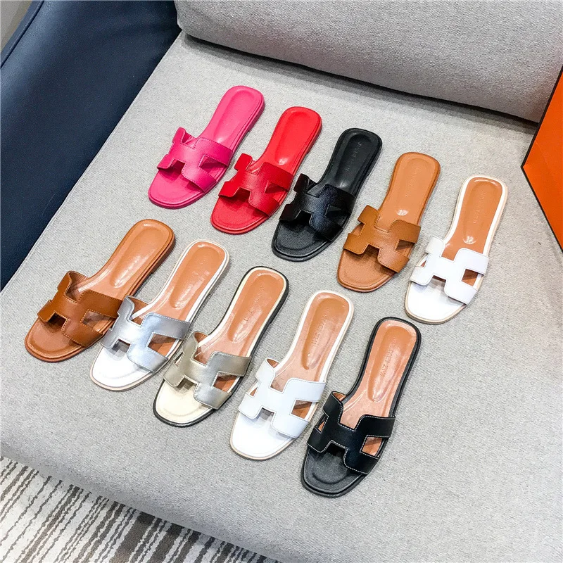 

Summer Women Sandals Shoes Summer Style Fashion PU Leather Interlocking Surface Female Slippers Solid High Quality Woman Slides