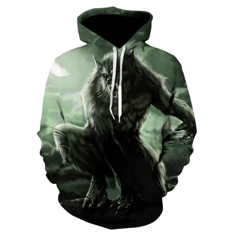 

Модная повседневная мужская толстовка с 3D-принтом Werewolf, осенние и зимние топы, 2022