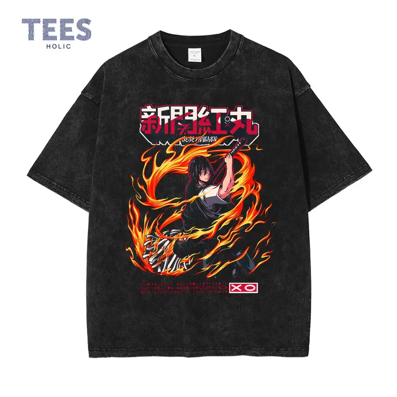 

Мужская Винтажная Футболка Shinmon с принтом «Огонь сила», футболки, уличная одежда, повседневные футболки с коротким рукавом для манги, 100% хлопок