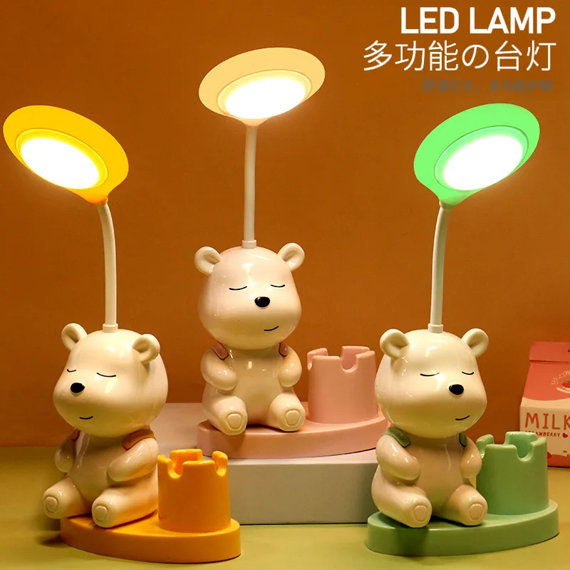 

Multifunctional Little Bear Cartoon Eye-protection Lamp Desktop Pen Holder Led Usb Student Bedside Night Light
