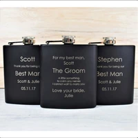 engraved best man black hip flask best man wedding gifts usher gifts personalised hip flask black hip flasks 6 oz