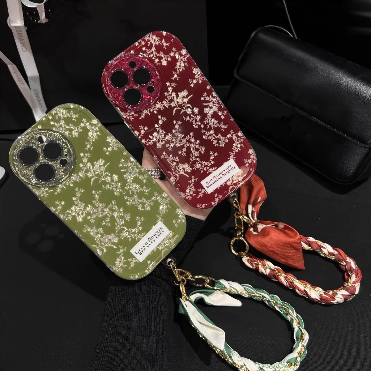 Блестящие цветы блестящий женский браслет для девочек чехол телефона iPhone 16 15 14 13