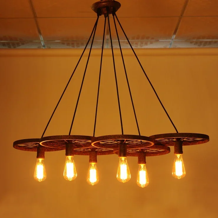 iron chandeliers loft industrial art wheel chandelier antique study lamps