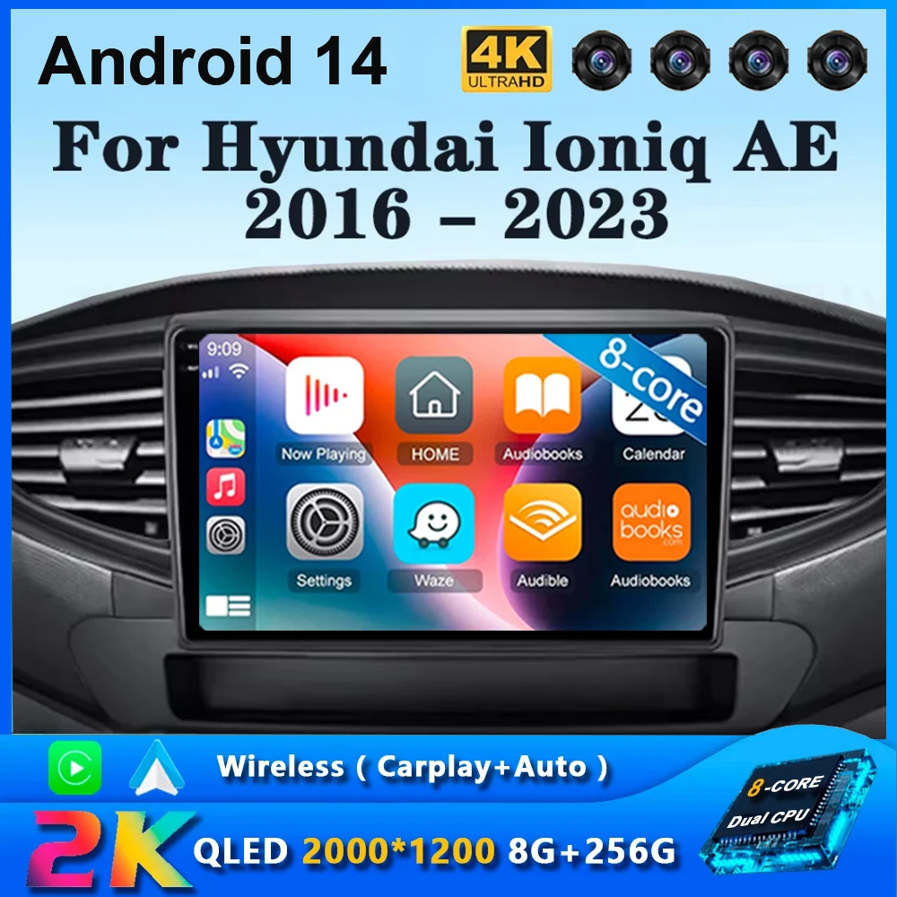 Автомагнитола Carplay для Hyundai Ioniq AE 2016 2017 2018 2019 2020 2021-2023 Android 14 мультимедийный