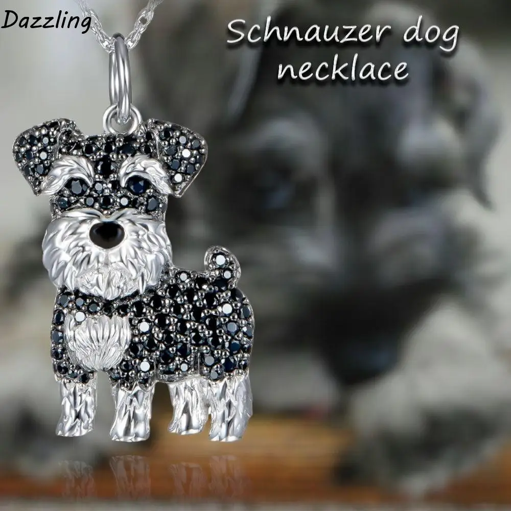 Изысканное ожерелье с подвеской в виде шнауцера милое щенка декор-цепочка со