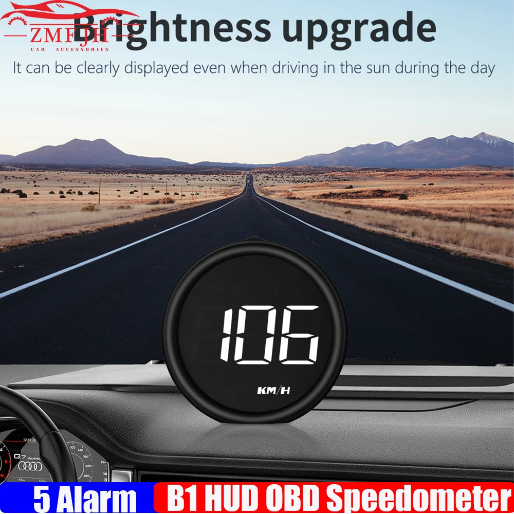 

2023 New OBD2 B1 HUD Car Head Up Display Projector Alarm OBD Auto Fuel Consumption Speedometer Water Temperature Gauge Voltmeter