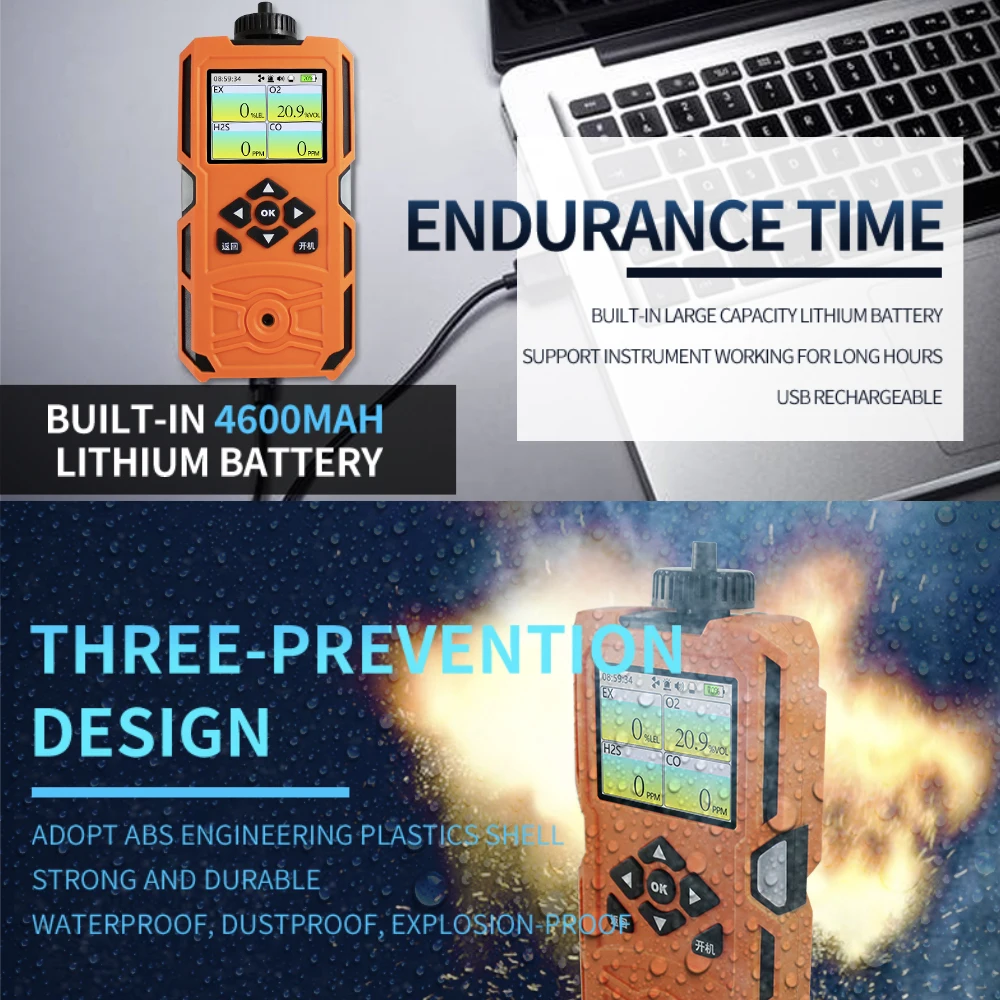 AIKESI X-4BX портативный насос мульти-детектор газа сигнализация кислорода O2 озон O3