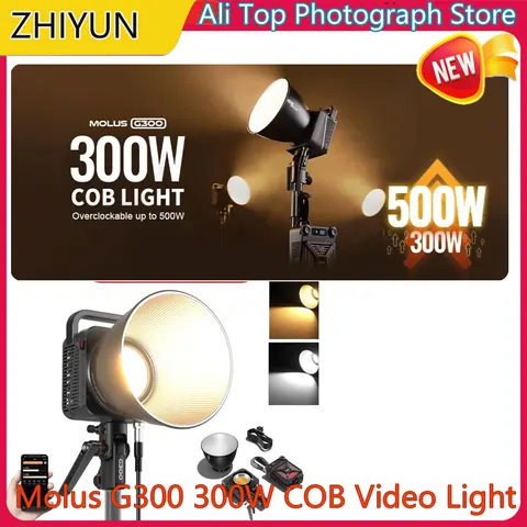 ZHIYUN MOLUS G300 300W COB светодиодный 2700K-6500K лампы для видеосъемки с управлением через приложение 500W, двухцветная лампа, освещение для фотосъемки