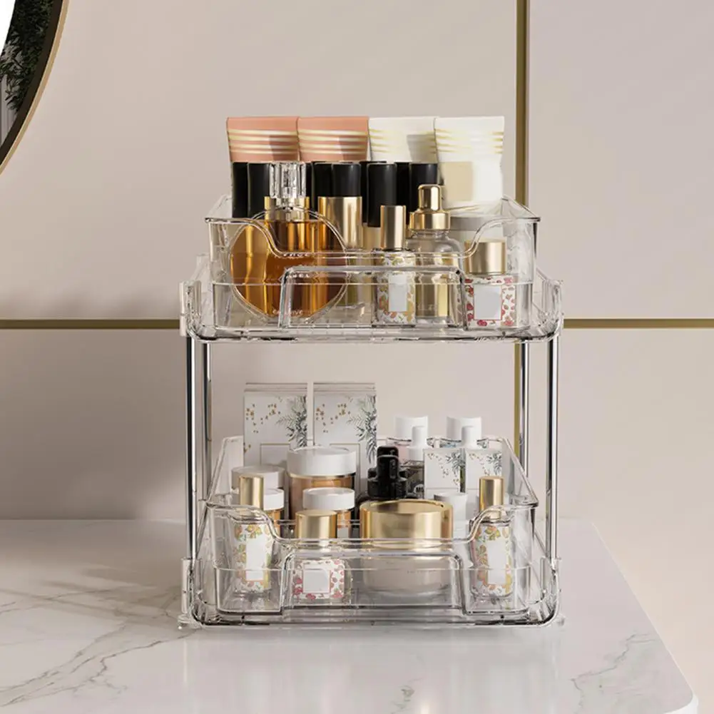 

Bathroom Cabinet Organizer Makeup Storage Rack Dual/triple Layer Organizers for Bathroom Kitchen Versatile Stackable Cabinet