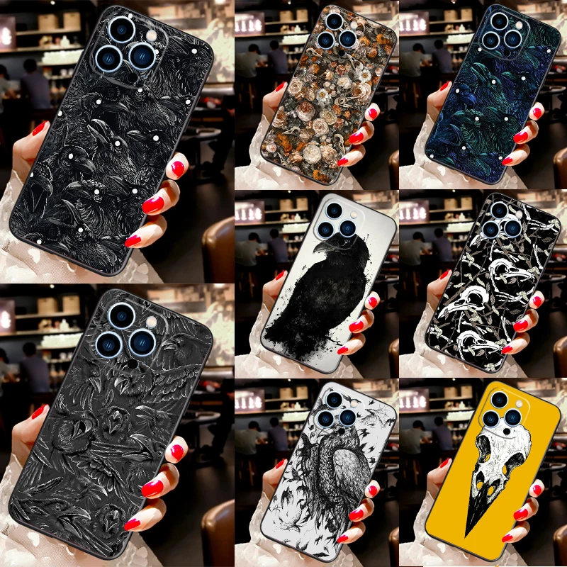 Raven Crow Skull pattern Soft Case For iPhone 14 13 Pro Max 12 mini 11 Pro Max 6 7 8 Plus XS XR XS Max SE 2020 Cover