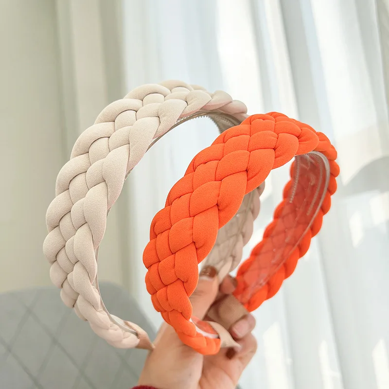 

Spring 4cm Wide Twist Braided Headbands Fashion Hair Accessories for Women Solid Color Hairband Boutique Hair Hoop Headwear