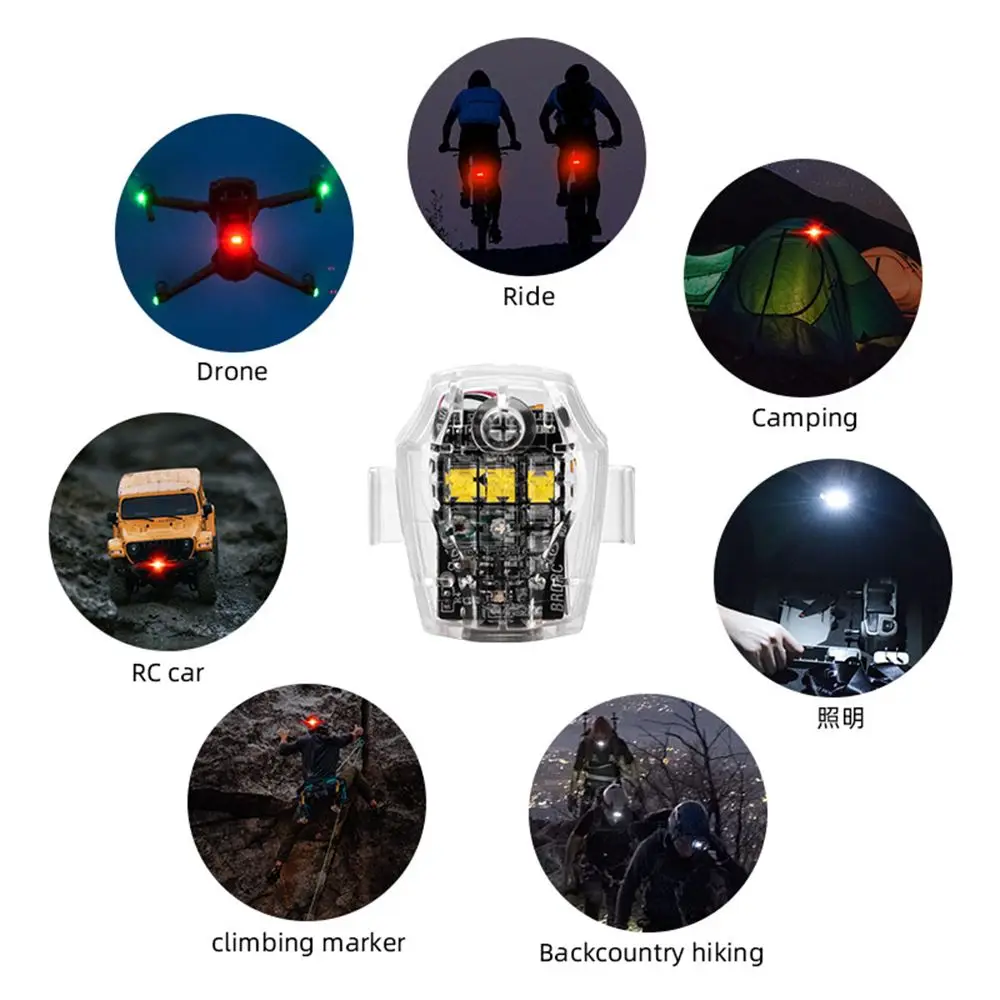 Universal LED Anti-collision Warning Light Mini Signal Light Drone with Strobe Light 4 Colors Turn Signal Indicator Motorcycle