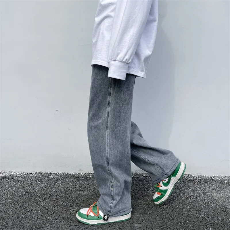 High Quality Straight Leg Jeans Mens Korean Fashion Trends Daily Clothing Teenage Baggy Denim Pants Streetwear Designer Bottoms