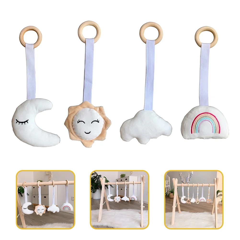 

4pcs Interesting Wooden Gym Toys Wooden Baby Pendants Baby Hanging Toys