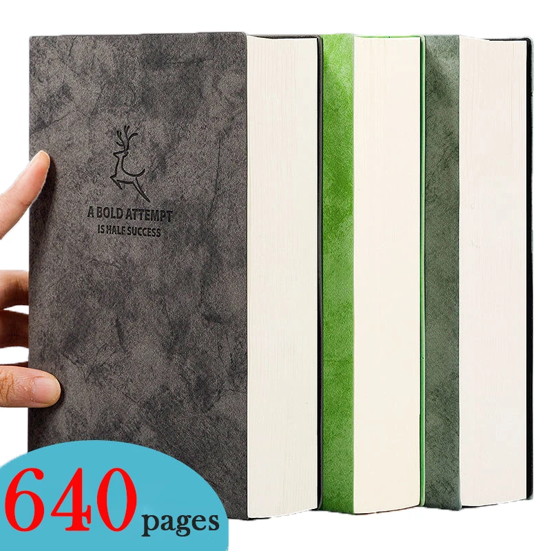 Super Thick Blank Book,80gsm,320sheets Leather Sketchbook A5 Journal Notebook Daily Business Office Work Notepad Stationery Gift