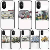 caravan cartoon car clear phone case for huawei honor 20 10 9 8a 7 5t x pro lite 5g black etui coque hoesjes comic fash design