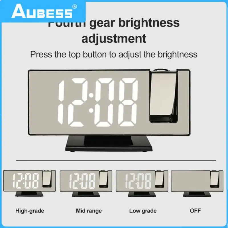 

Larger Led Mirror Clock Brightness Adjustment Auto Brightness 3d Projection Alarm Electronic Bedroom Bedside Clock Snooze Clock