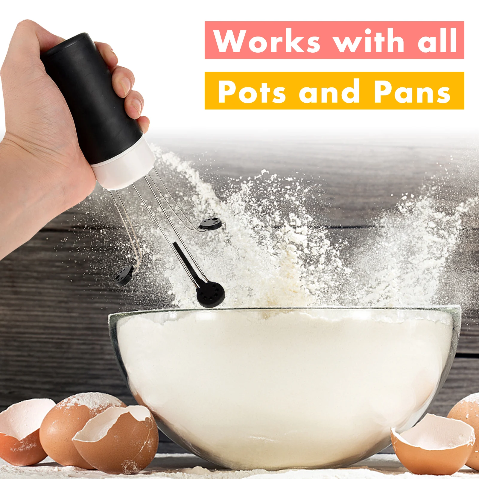 

Automatic Mixer Egg Beater Manual Self Turning 304 Stainless Steel Whisk Hand Blender Egg Cream Stirring Kitchen Tools