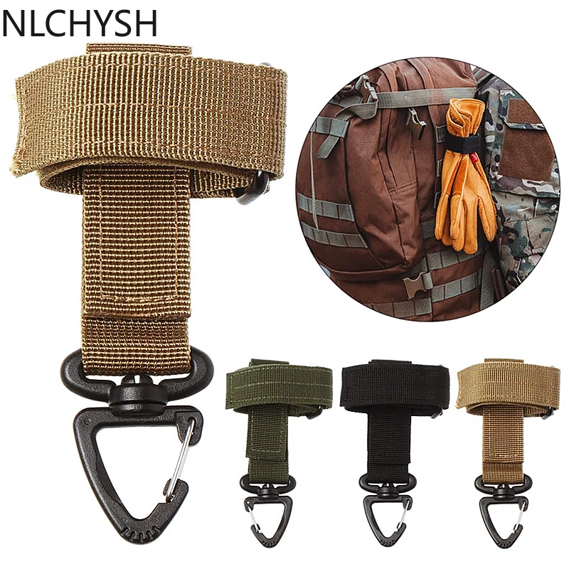 Outdoor Keychain Tactical Gear Clip Keeper Pouch Belt Keychain  Webbing Gloves Rope Holder Military Hook Nylon Webbing Keyring